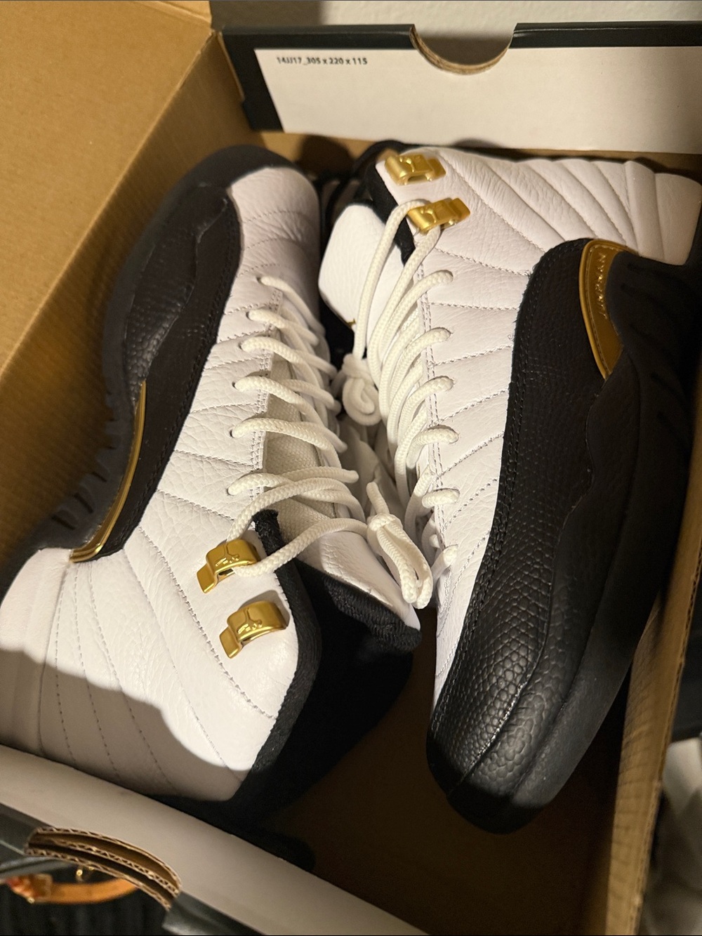 Jordan Men's White and Black Sneakers with Gold Eyelets